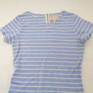 Sail To Sable Blue White Striped Dress Preppy Nautical Small Short Sleeve